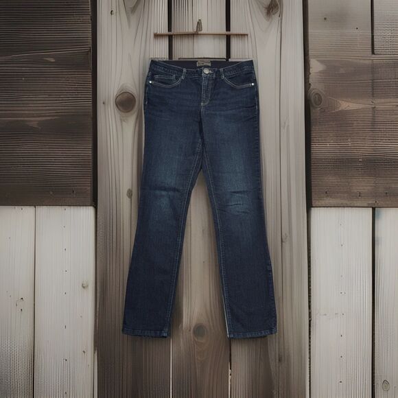 Christopher & Banks Slim Straight Jeans 8 (31x29.5) Dark Wash Blue Stretch Women - Picture 1 of 9